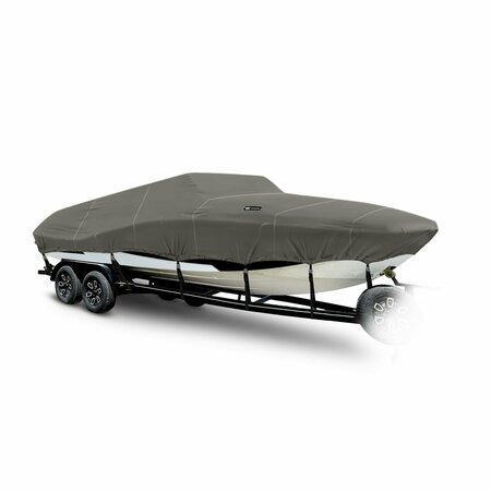 EEVELLE Boat Cover DECK BOAT Low Rails, Outboard Fits 28ft 6in L up to 102in W Charcoal SBDEK28102B-CHG